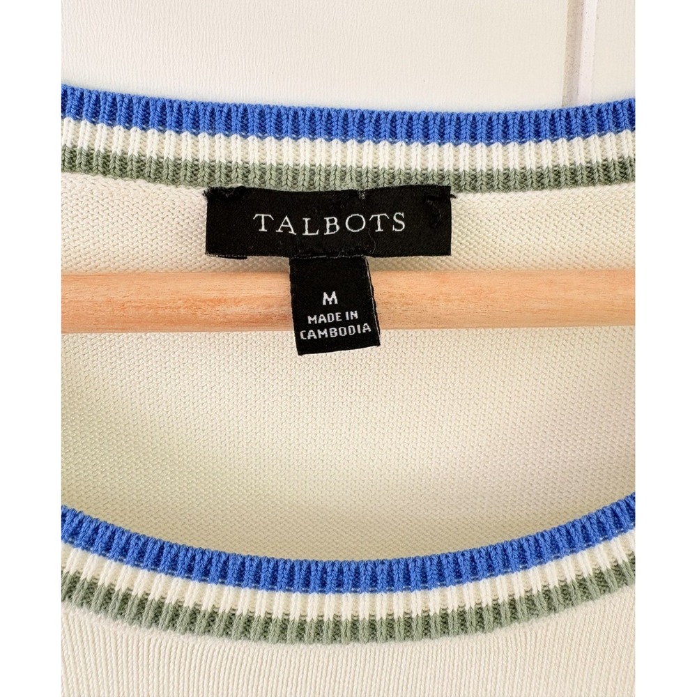 Talbots Stamp Whimsy Top France Great Britain Italy Size M Euro Summer Coastal - Picture 2 of 10